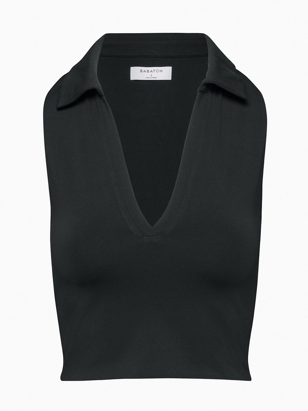 Aritzia Babaton Contour Polo Tank Black Sleeveless V-Neck Top Small